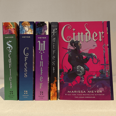 Covers of books by Marissa Meyer.