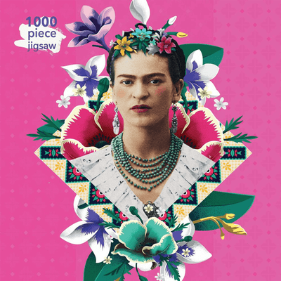 Cover of 1000 piece Adult Jigsaw Puzzle Frida Kahlo Pink.