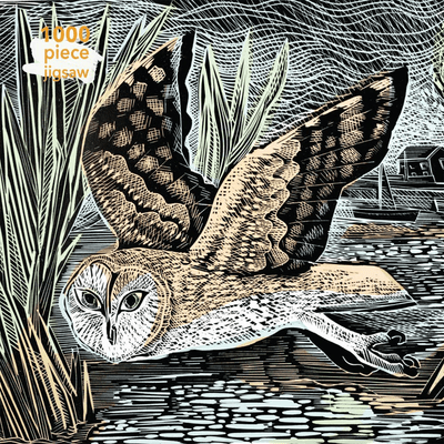 Angela Harding's 1000 piece adult jigsaw puzzle, "Marsh Owl". 