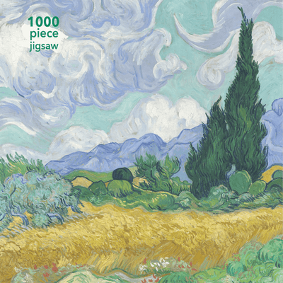 Vincent can goghs painting "wheat field with cypress" as a 1000 piece adult jigsaw puzzle. 