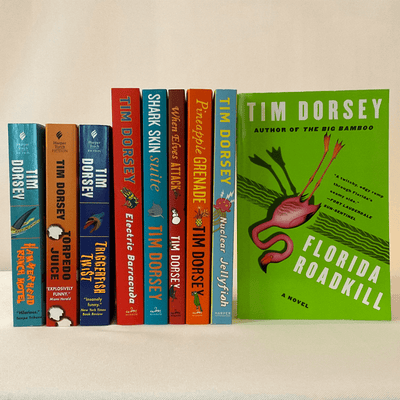 Cover of many novels written by Tim Dorsey.