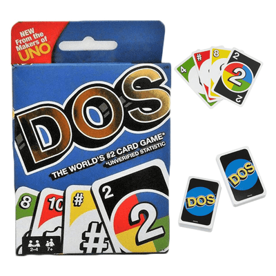 Cover of "DOS" card game.  From the makers of UNO.