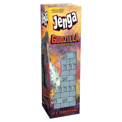 Cover of Jenga game Godzilla Edition.