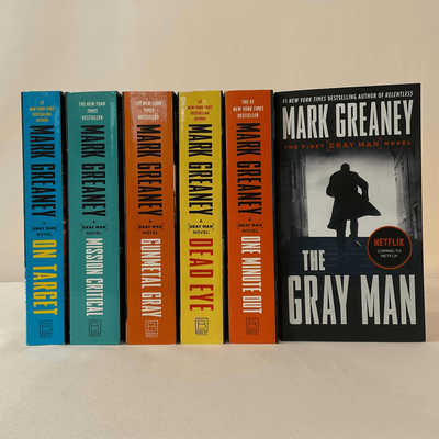 Cover of "The Gray Man" series by Mark Greaney.