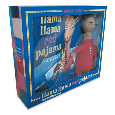 Book and toy set of "llama llama red pajama" by Anna Dewdney.