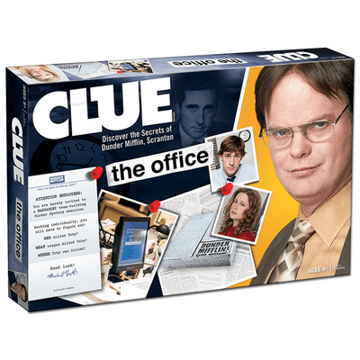 Cover of "The Office Clue" game.