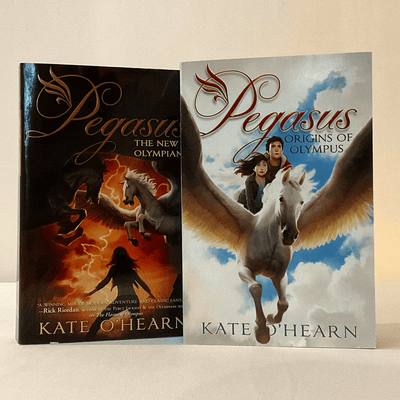 Covers of "Pegasus-The New Olympian and Origins of Olympus" by Kate O'Hearn.