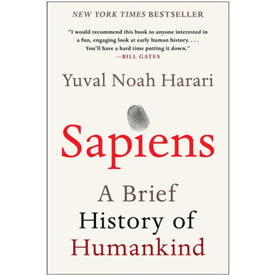 Cover of "Sapiens: A Brief History of Humankind" by Yuval Noah Harari.