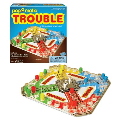 Cover of "Pop-O-Matic's classic Trouble" board game. 
