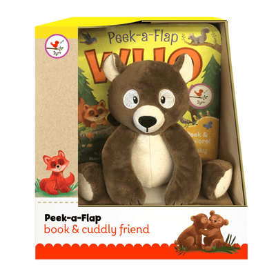 Cover of "Who Gift Set" Peek-a-Flap book and plush.